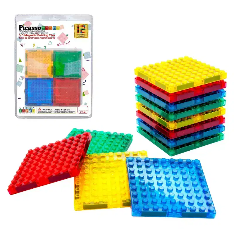 PICASSO-TILES Magnetic Brick Tiles, STEM Creative Building Blocks Add-On Set, Educational Construction Toy Kit, Imaginative Learning for Kids