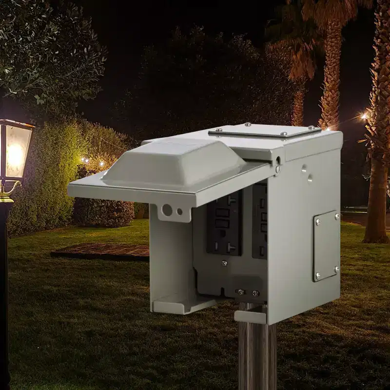 VEVOR Outdoor Electrical Outlet Box, Dual 20 AMP GFCI Receptacles, Electrical Outlet Panel Box with GFCI Protection, Gray