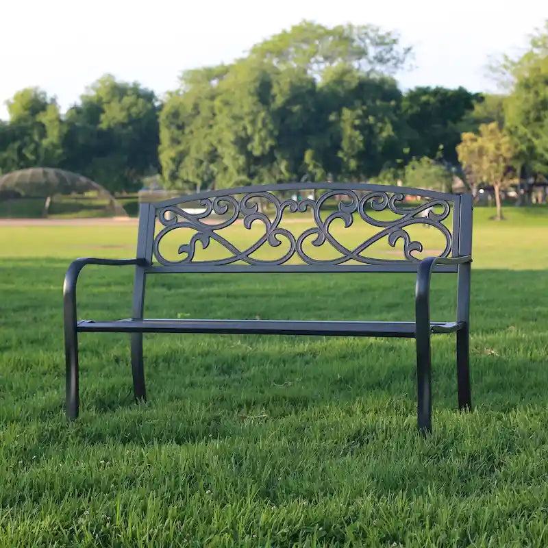 Outdoor Cast Iron Park Decorative Bench - 34.25 H x 50 W x 23.62 D