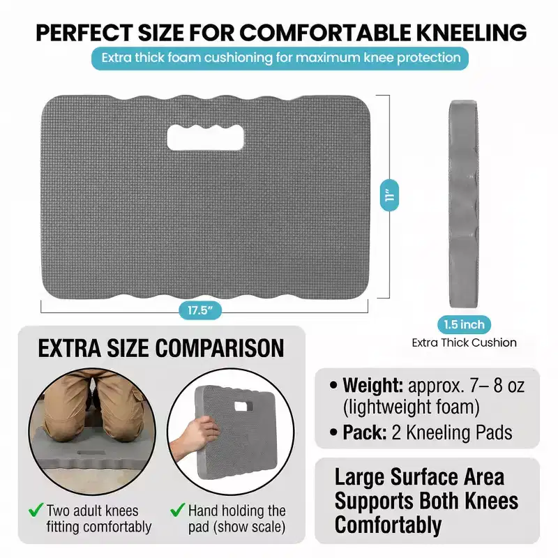 Thick Foam Kneeling Pad for Gardening Workout Soft Knee Cushion Mat for Gaden and Home, Set of 2 Large Gray