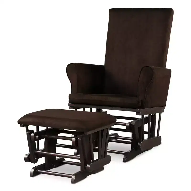 Costway Glider and Ottoman Cushion Set Wooden Baby Nursery Rocking Chair