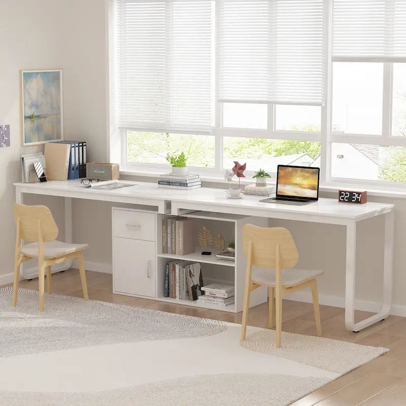 White Reversible L Shape Desk Rotating Desk Working Desk Computer