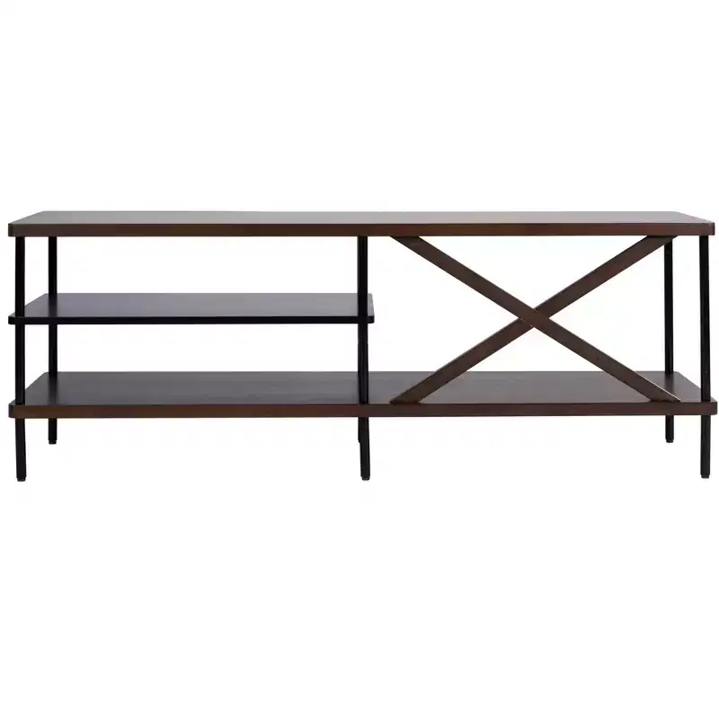 Bruno Industrial Media Stand - MED5001 - Walnut/Black - Safavieh