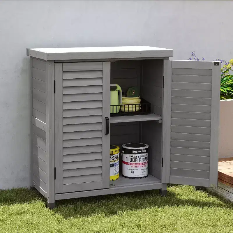 Storage Cabinet with Potting Bench – 2 Doors, 2 Shelves