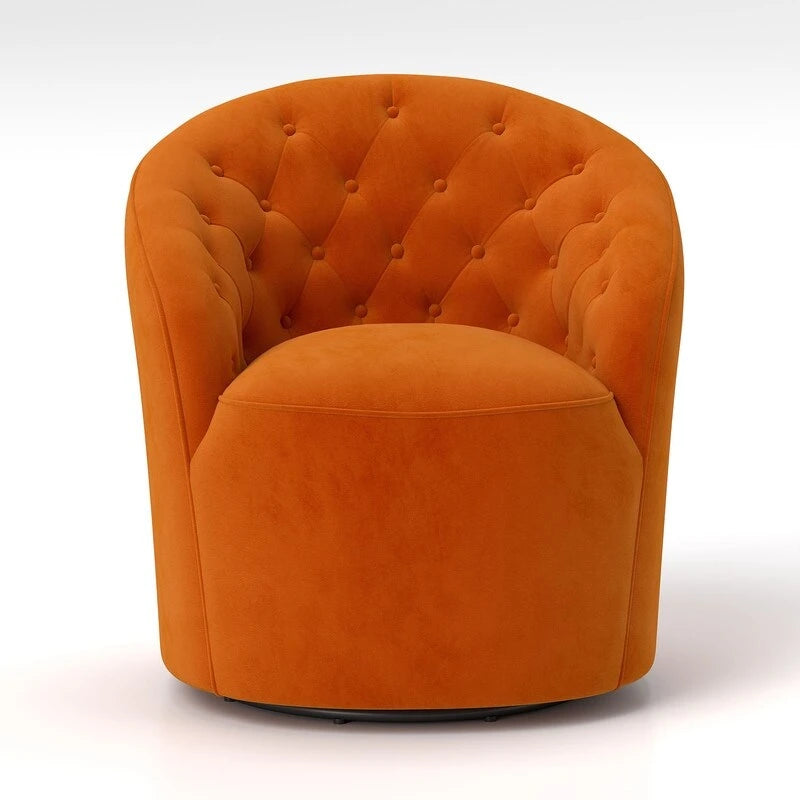 SEYNAR Modern Velvet Upholstered 360 Degree Swivel Barrel Chair with Button Tufted Back Set of 2