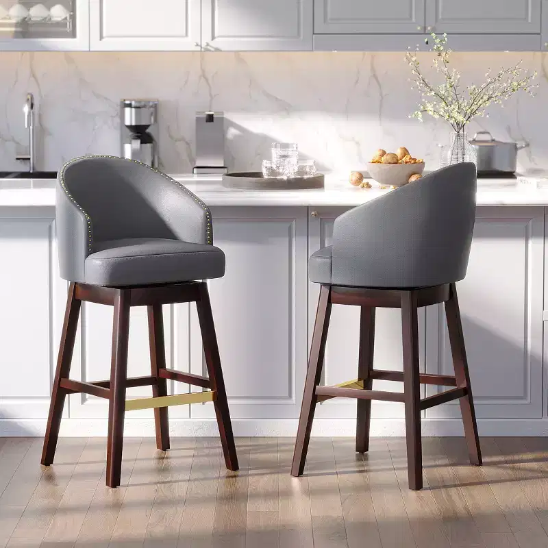 Crestlive Products 30 Inch Bar Height Set of 2 Bar Stools with Back Tall Barstools Comfortable Swivel Accent Chair