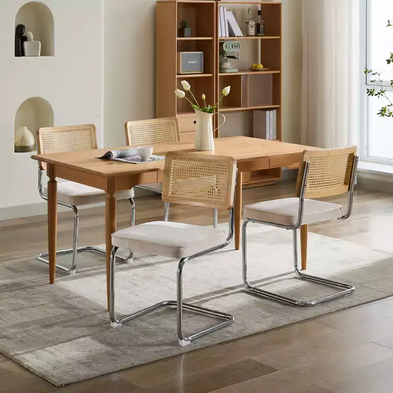 MAYEERTY Modern Dining Chairs - Corduroy Fabric, Gold Metal Base, Channel Tufting, Armless, Set of 2