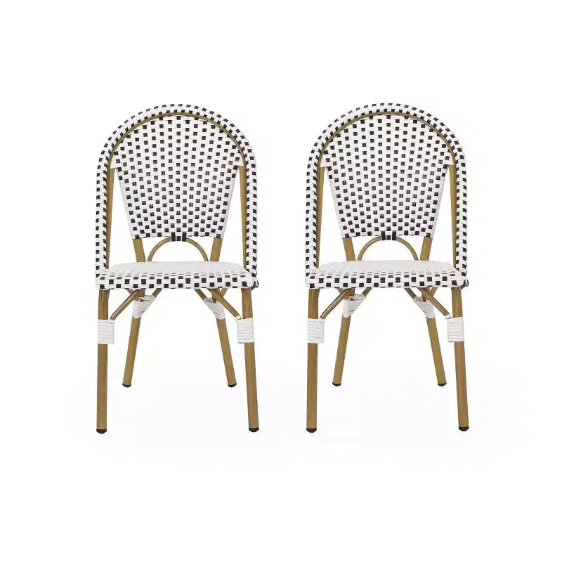 Christopher Knight Home Brandy Patio French Bamboo Finish Aluminum and Faux Rattan Bistro Chairs (Set of 2)
