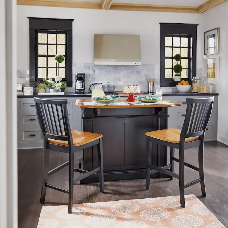 Distressed Oak 3-Piece Kitchen Island and Barstools Kitchen Set by Homestyles