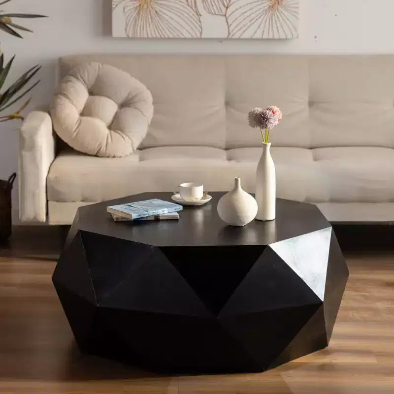 EHMKNP Wood Diamond-Shaped Coffee Table - Modern Center Table with Spacious Tabletop, No Assembly Required
