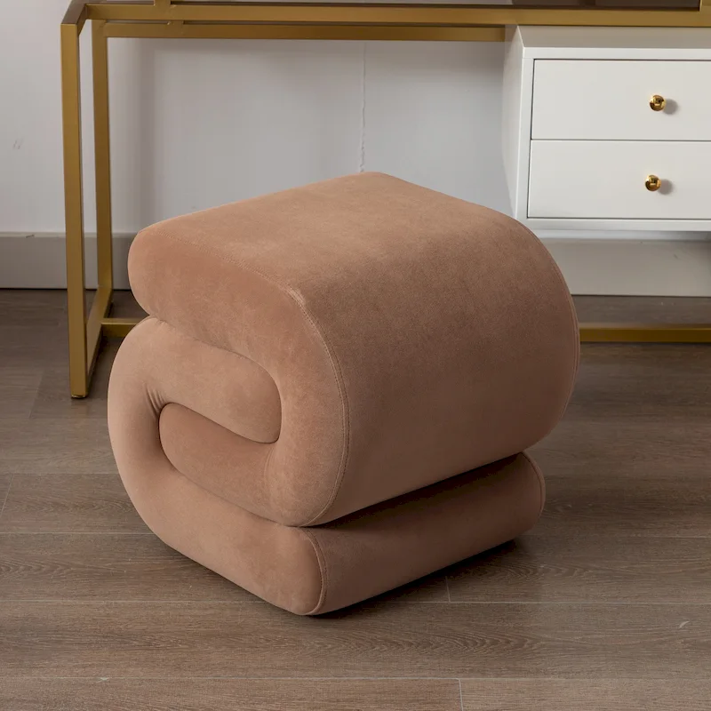 Modern S-shape Fabric Ottoman Makeup Stool Footstool