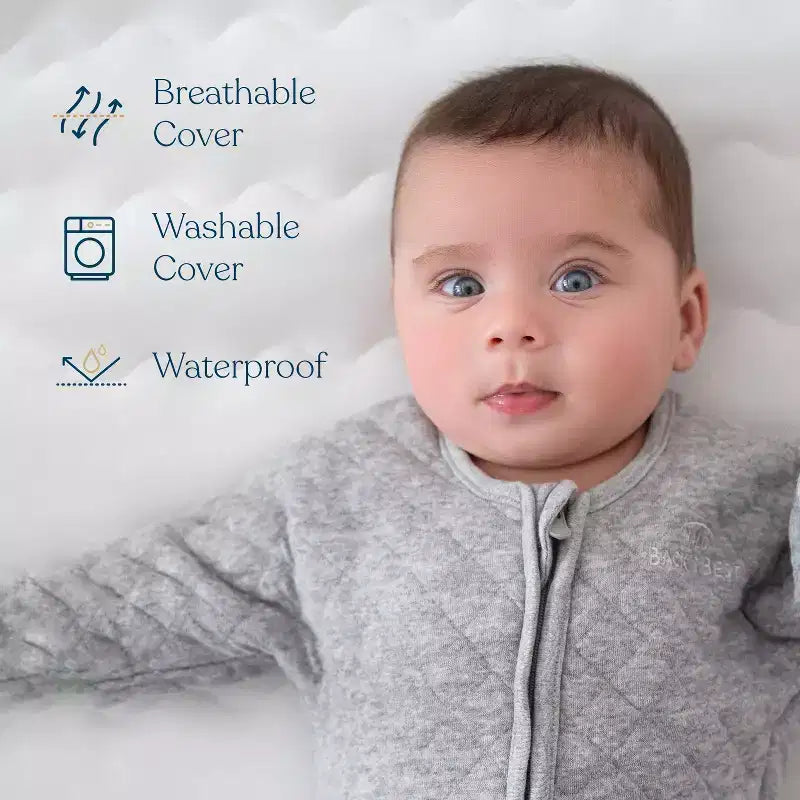 HALO Essential Breathable Crib and Toddler Mattress: Hypoallergenic, Waterproof Cover, 5.19" Thickness, 14 lbs