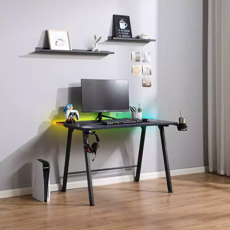 Gaming Desk with LED Lights and Headphone Holder - Room Essentials