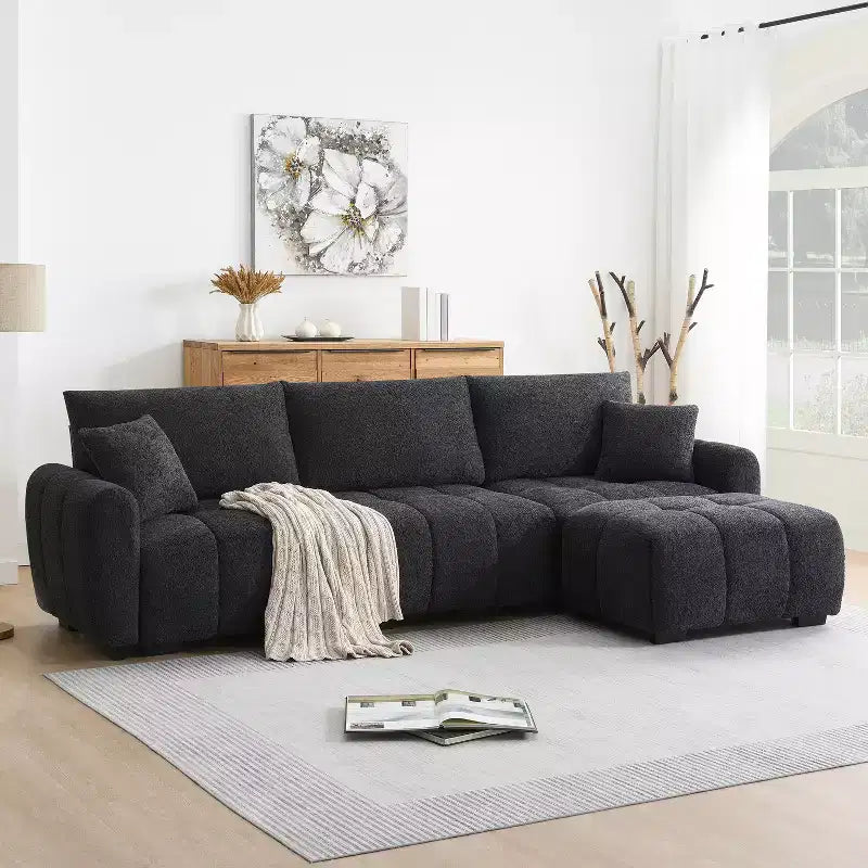Whisen 110 Modular Sectional Sofa, L Shape with Extra-large Seat, Pull-line Design