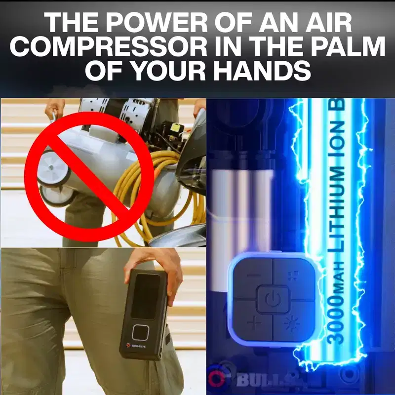 Bullseye Pocket Air Tire Inflator Rechargeable Powerbank Electric Air Compressor 4000mAH Portable Pump