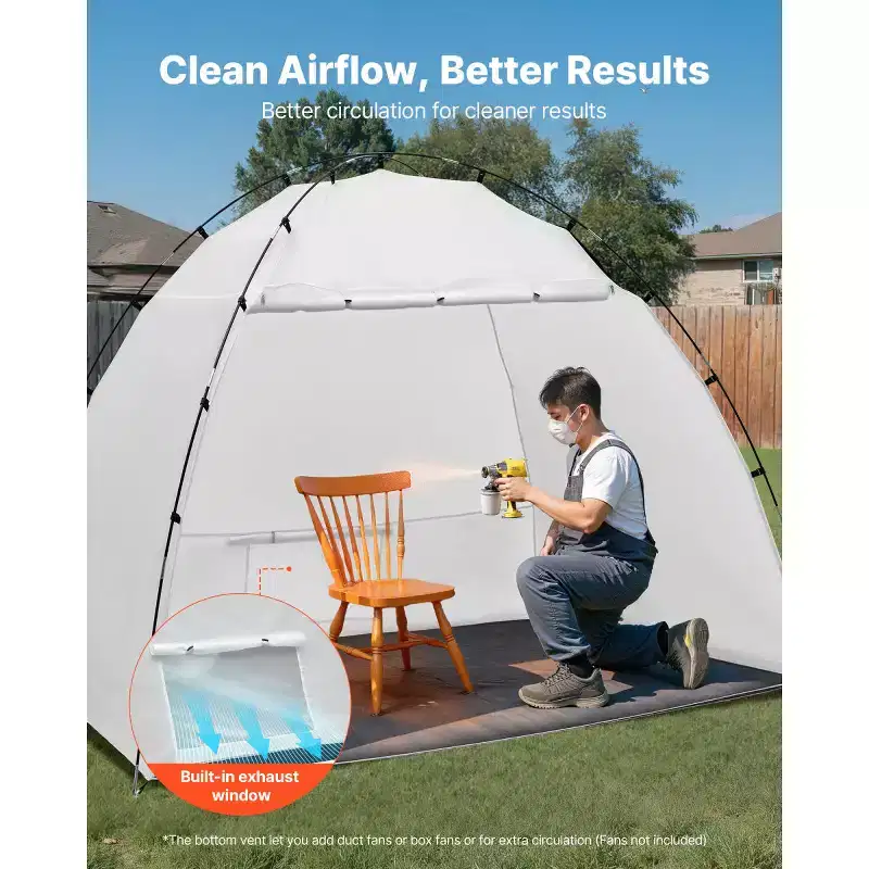AEELLEEA Portable Paint Booth Tent with Floor & Mesh Screen, Large Spray Paint Shelter for Furniture & Cabinets