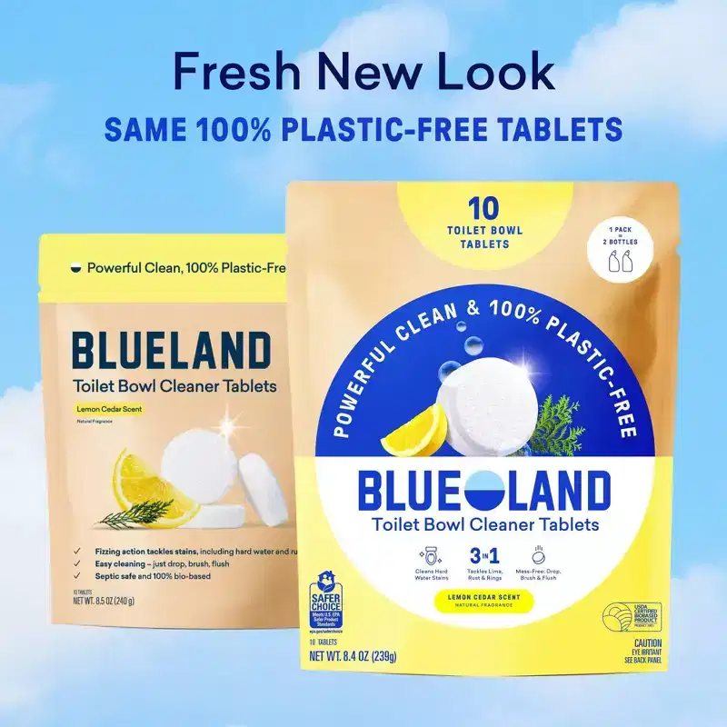 Blueland Lemon Cedar Toilet Bowl Cleaning Tablets - 8.4oz/10ct: Ammonia-Free, Hypoallergenic, Vegan