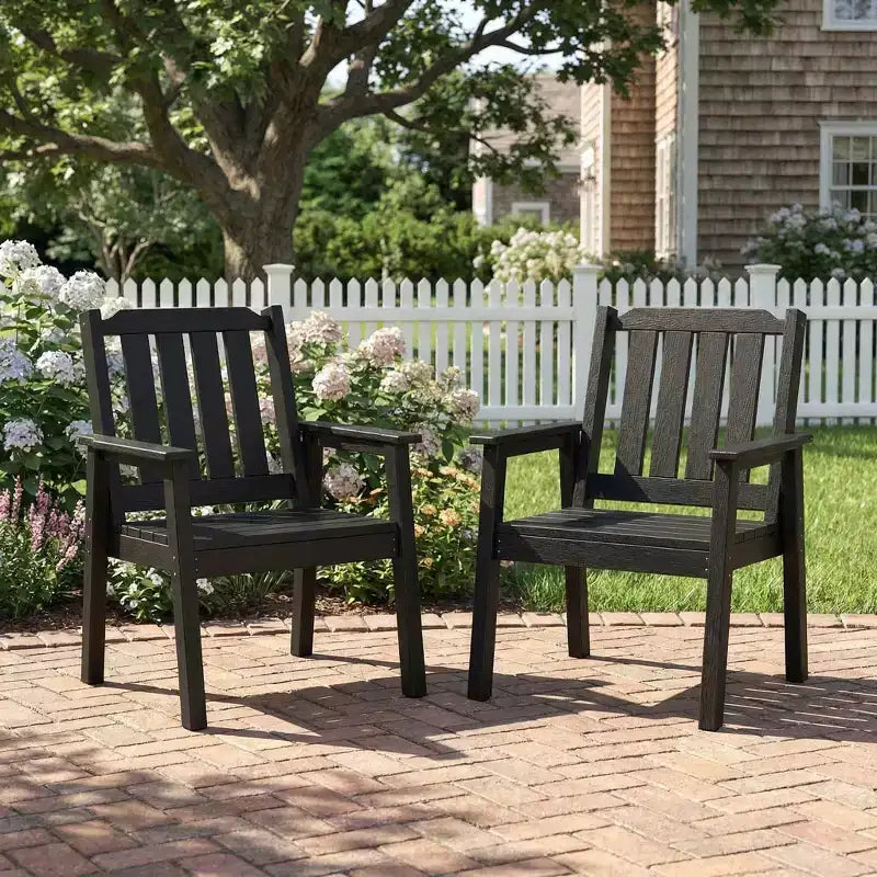 Garvee Outdoor Patio Dining Chairs Set of 2, HDPE Garden Dining Chairs, Sturdy Frame, Waterproof, All-Weather for Backyard, Poolside, Porch, Deck
