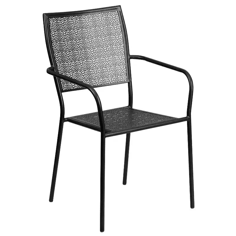 Emma and Oliver Commercial Grade Colorful Metal Patio Arm Chair with Square Back