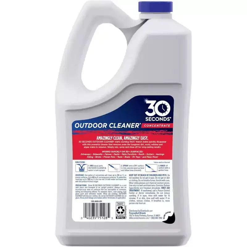 30 SECONDS Outdoor Mold, Mildew, Algae Cleaner, 1 Gallon Concentrate