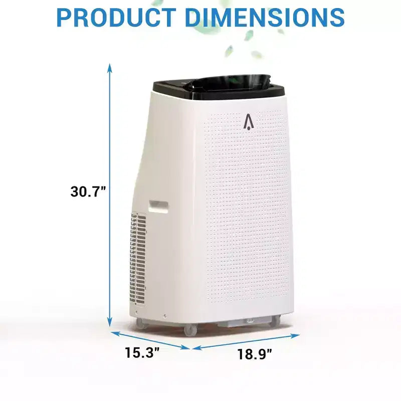 Acekool 15000 BTU Smart Portable Air Conditioner, 5-in-1 Indoor AC, Remote, Silent, Up to 850 Sq Ft, for Bedroom Office, Black Top