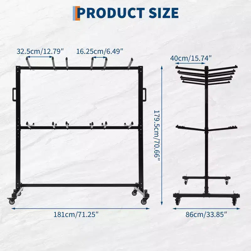 Folding Chair Rack and Table Cart, 400LBS/800LBS Capacity, Multi-Function Chair Storage Dolly with Rubber Wheels, Dust Cover, Elastic Cords