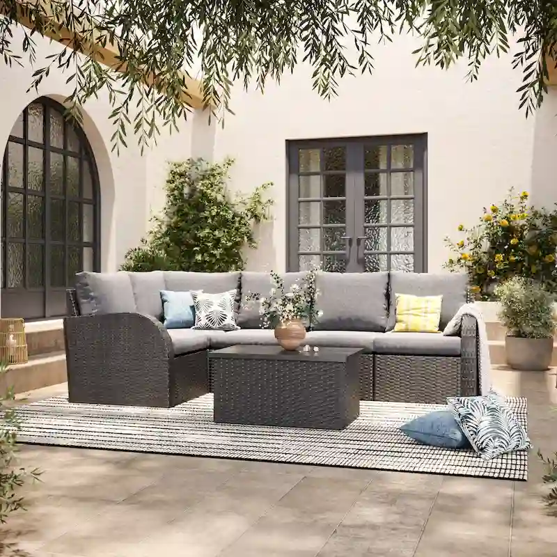 Brisbane Outdoor Wicker Sectional Set, 6pc