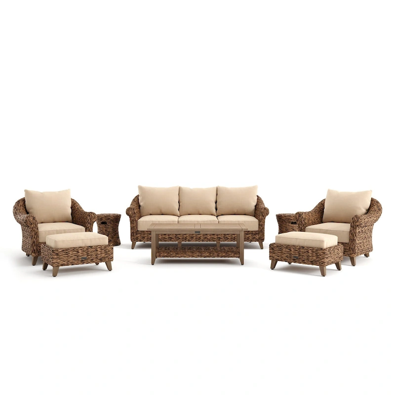Cayman 8 Piece Sunbrella Seating Set, Heritage Brown