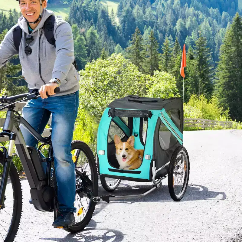 Dog Bike Trailer with 3 Entrances Large Wheels