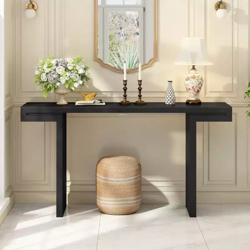 Okak Modern Painted Finish Wooden Console Table with Geometric Clean Lines,American Design Entryway Table for Living Room,Hallway