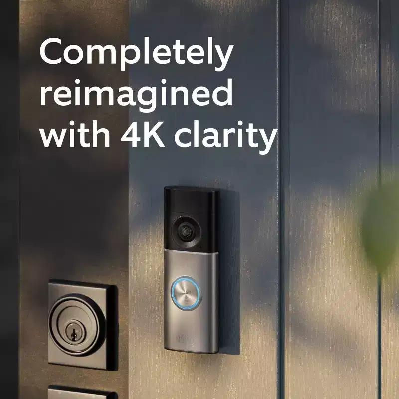 Ring Wired Doorbell Pro (3rd Gen) - Retinal 4K video, 10x Enhanced Zoom for detail at a distance, Low-Light Sight for full-color in the near dark