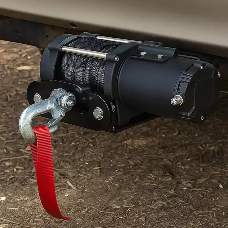 VEVOR Winch Mount, 3600 lbs / 1633 kg Load Capacity, Trailer Hitch Winch Mount with 2-inch Receiver, 2/4 Winch Bolt Holes, Powder Coated Steel,Black