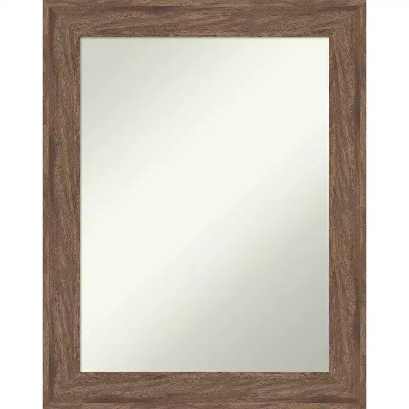 Amanti Art Pia Medium Brown Non-Beveled Framed Bathroom Vanity Wall Mirror