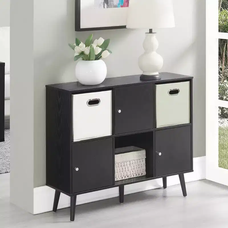 Breighton Home Xtra Storage Cube Organizer Sideboard Console Table with 3 Cubbies and 3 Cabinets