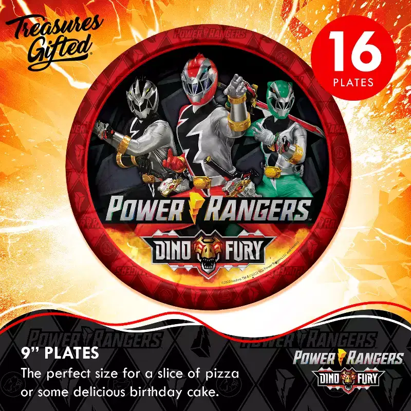 Treasures Gifted Power Rangers Birthday Supplies Tableware Classic Set for 16 Guests