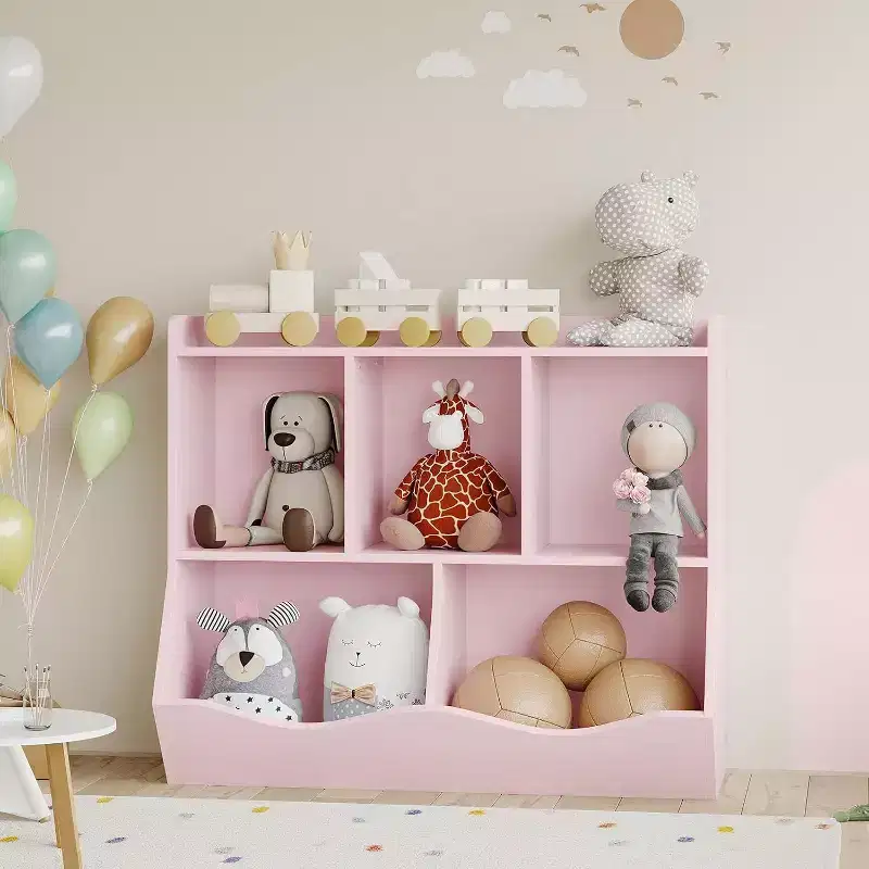Kids Bookshelf with Storage Cubbies, Toy Organizer and Bookcase for Playroom, Bedroom, Nursery, White