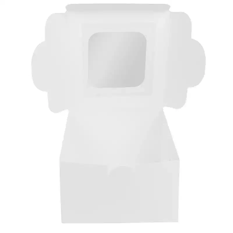 O'Creme White Cardboard Cake Box with Window, 8 x 8 x 4 - Pack of 5