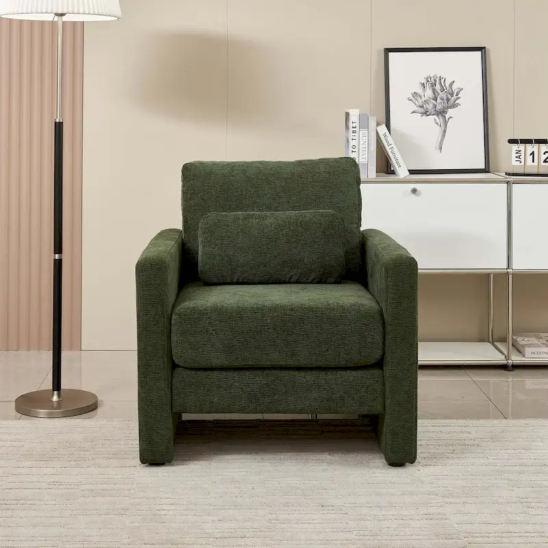 Chenille Upholstered Accent Chair with Armrests