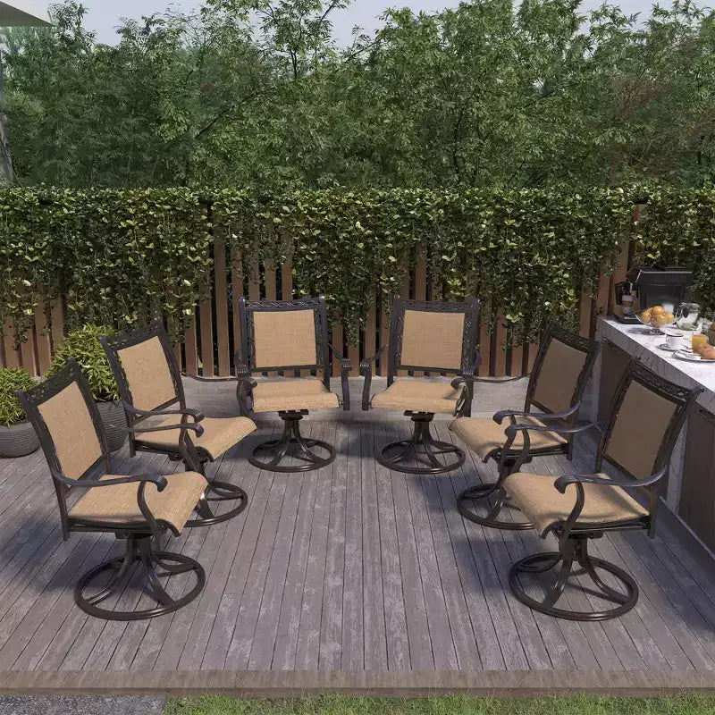 CLIHOME All-Weather Aluminum Outdoor Patio Modern 360 Swivel Rocking Chair(Set Of 6)
