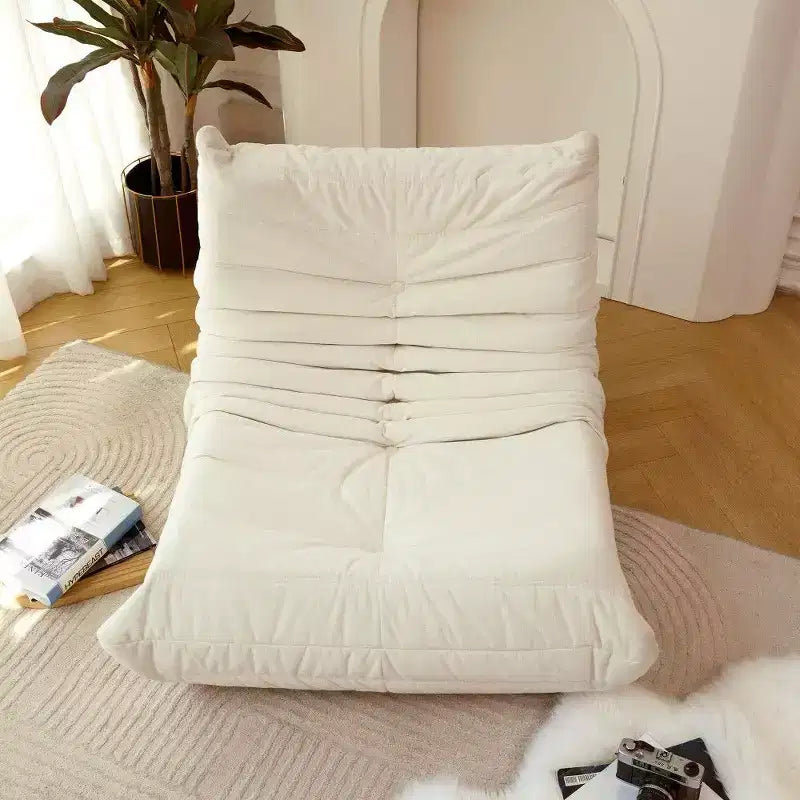 Okak No Assembly Bean Bag Chair for Adults, Large Foam Lounger for Living Room, Gaming & Home - Sofa in a Box,Off-White