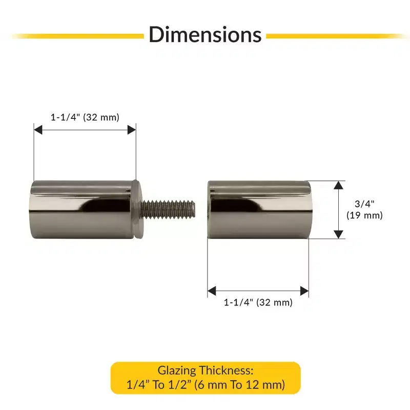 Brixwell BSK112PN Polished Nickel Cylinder Style Back-to-Back Shower Door Knobs
