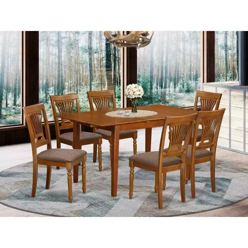 Modern Kitchen Table Set - 5 Piece Dining Set, Rectangular Table & 4 Chairs, Small Space Friendly, Saddle Brown Finish