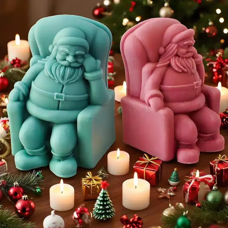 JDICTION Santa Silicone Molds 3D - For Christmas Candle, Chocolate, Cake Fondant, Epoxy Resin, Soap & Ornament Home Decor