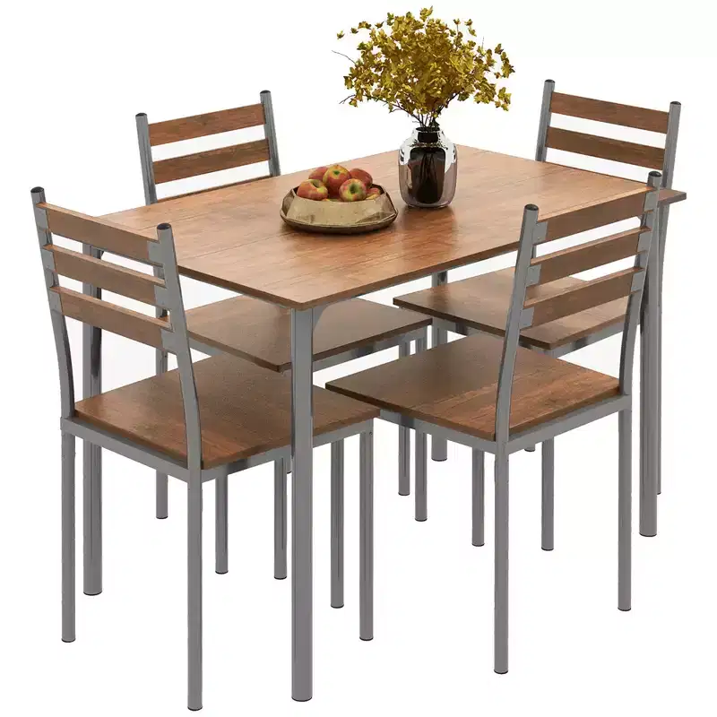 Dining Table Set for 4, 5 Piece Modern Kitchen Table and Chairs, Solid Wood Dining Room Set for Small Spaces, Breakfast Nook