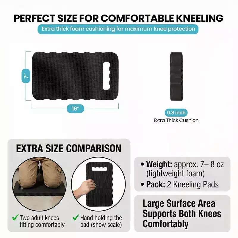 Thick Foam Kneeling Pad for Gardening Workout Soft Knee Cushion Mat for Gaden and Home, Set of 2 Small Black
