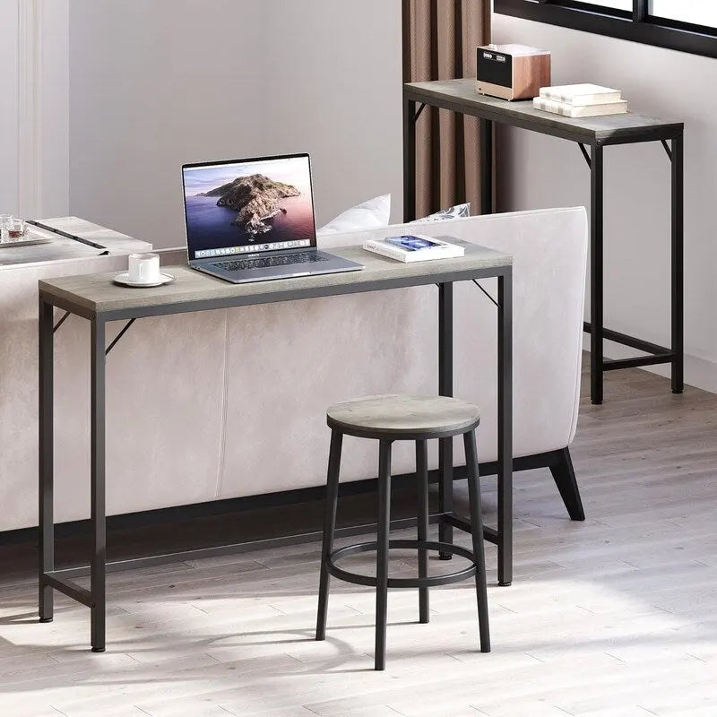 Console Table, 2-Tier Entryway Table with Storage, Narrow Sofa Table with V Design