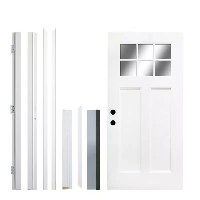 MAYEERTY New Design Fiberglass Composite Door Right Hand Inswing Entrance Door White Exterior Front Entry Doors with 4-9/16 Frame
