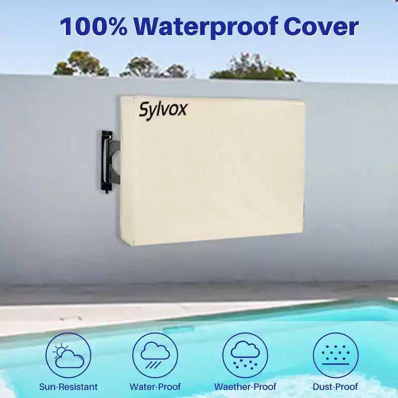 Sylvox Outdoor TV Cover 65 Flat Screen Protector Television, Weatherproof Dustproof Protector with Remote Pocket, Fit LED, LCD, QLED Smart TVs, Gery