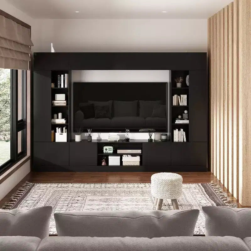 Hitow Large Entertainment Centre Wraparound TV Cabinet Storage and Ambient Lighting