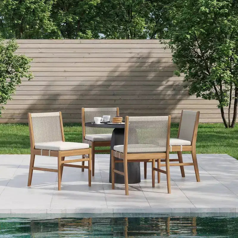 Nathan James Set of 4 Kayden Outdoor Dining Chair Light Gray